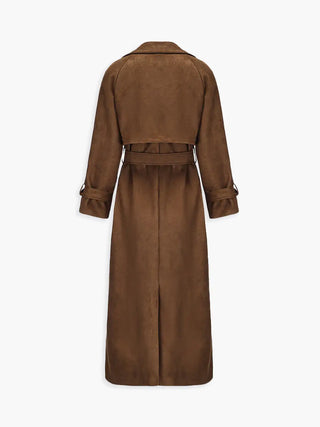 Eleganter Trenchcoat aus Wildlederimitat mit Gürtel