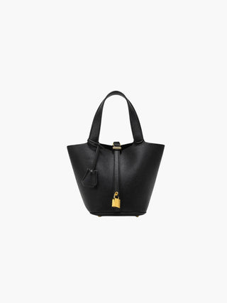 Klassische Handtasche mit genarbtem Leder und Schlossdetail