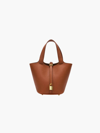 Klassische Handtasche mit genarbtem Leder und Schlossdetail