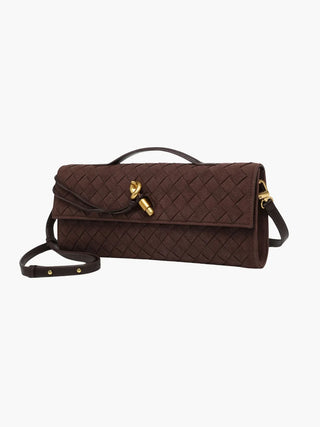 Clutch aus Wildlederimitat mit geflochtenem Verschluss