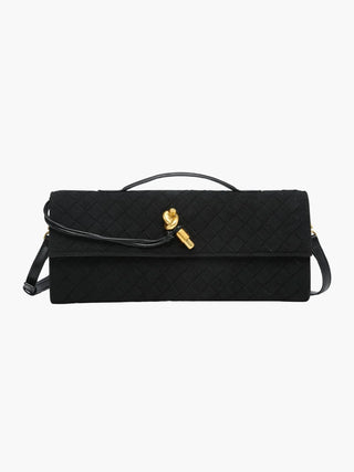 Clutch aus Wildlederimitat mit geflochtenem Verschluss