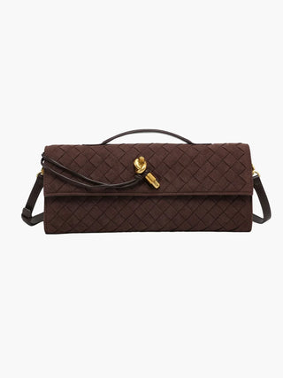 Clutch aus Wildlederimitat mit geflochtenem Verschluss