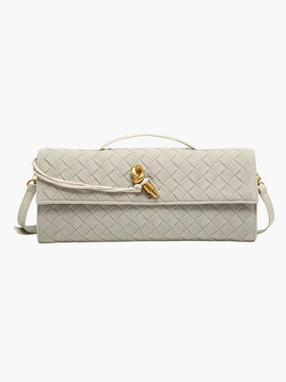Faux Suede Braided Clasp Clutch Bag