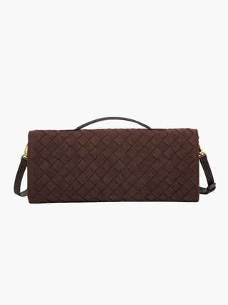 Clutch aus Wildlederimitat mit geflochtenem Verschluss