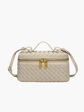 Strukturierte Box-Tasche aus gewebtem Kunstleder