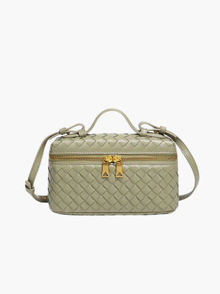 Strukturierte Box-Tasche aus gewebtem Kunstleder