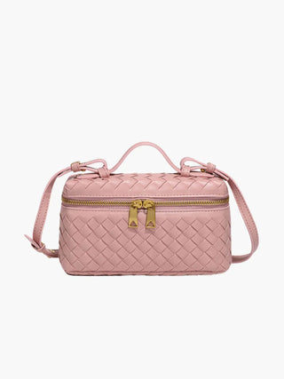 Strukturierte Box-Tasche aus gewebtem Kunstleder