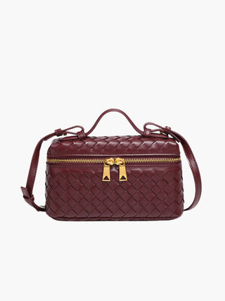 Strukturierte Box-Tasche aus gewebtem Kunstleder