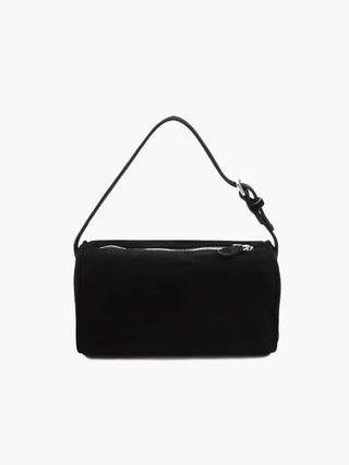 Zylinderförmige Tasche aus weichem Wildlederimitat