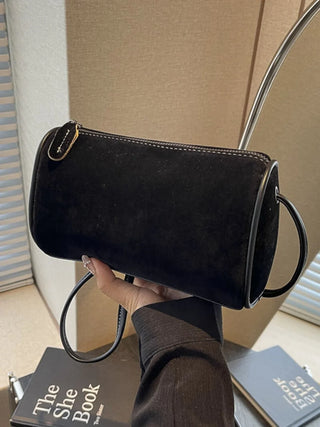 Zylinderförmige Tasche aus weichem Wildlederimitat