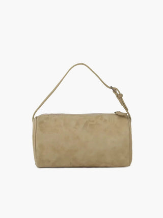 Zylinderförmige Tasche aus weichem Wildlederimitat