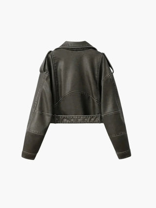 Motorradjacke aus Kunstleder mit Gürtel