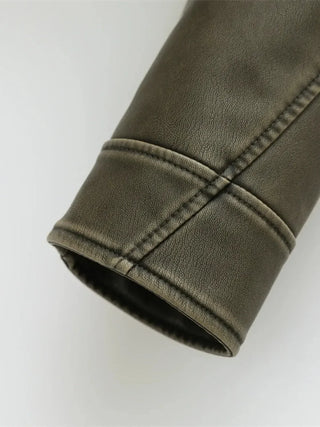 Motorradjacke aus Kunstleder mit Gürtel