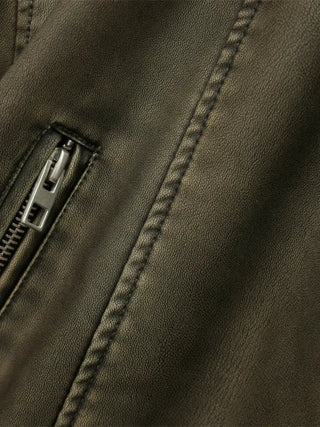 Motorradjacke aus Kunstleder mit Gürtel