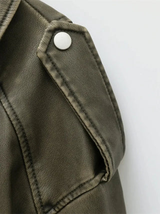 Motorradjacke aus Kunstleder mit Gürtel